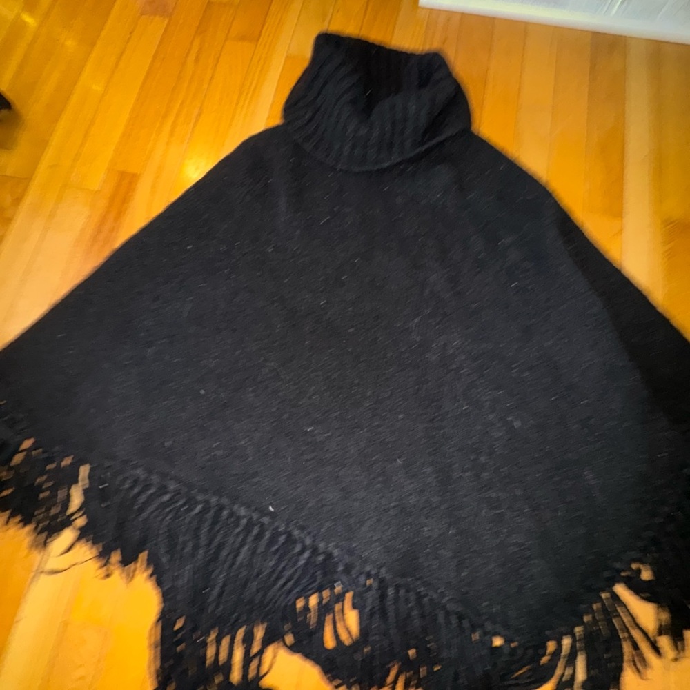 LOFT Charcoal Wool Blend Poncho